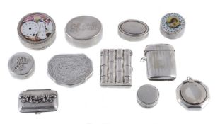 A collection of silver and silver coloured boxes, to include A collection of silver and silver