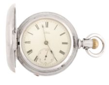 A silver coloured full hunter pocket watch, circa 1884, ref. 20092, no A silver coloured full hunter