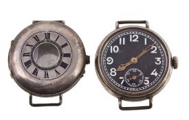 A gentleman`s silver wristwatch, circa 1917, ref A gentleman`s silver wristwatch, circa 1917, ref.
