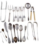 A collection of silver flatware, to include A collection of silver flatware, to include: a pair of