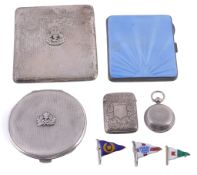 A collection of silver items, to include: a silver cigarette case by Adie... A collection of