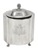 A Continental silver over-sized tea caddy, pseudo marks A Continental silver over-sized tea caddy,
