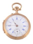 An 18 carat gold open face pocket watch, ref An 18 carat gold open face pocket watch, ref. 1746, the