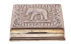 A Thai silver coloured box, stamped `Sterling` A Thai silver coloured box, stamped `Sterling`, the