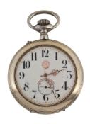 Messaggero, an open face white metal pocket watch, no Messaggero, an open face white metal pocket