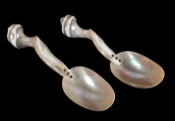 A pair of mother of pearl spoons, probably Philippines A pair of mother of pearl spoons, probably