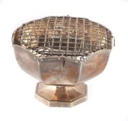 A silver octagonal pedestal bowl by S. J. Rose & Son, London 1970 A silver octagonal pedestal bowl