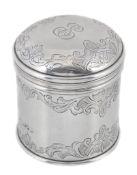 An Edwardian silver ointment or salve jar from a travelling or dressing... An Edwardian silver