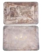 A pair of Edwardian silver gilt rectangular plaques, maker`s mark `WDM` A pair of Edwardian silver