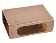 A 9 carat gold match box holder by John Collard Vickery, Birmingham 1920 A 9 carat gold match box