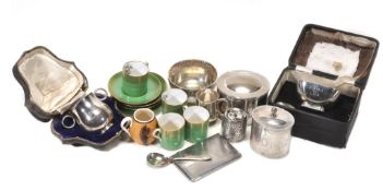 A collection of silver and silver coloured items, to include A collection of silver and silver