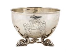 A Continental silver hemispherical bowl, marks rubbed A Continental silver hemispherical bowl, marks