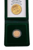 Elizabeth II, proof Sovereign 1980, in case of issue. As struck Elizabeth II, proof Sovereign