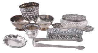 A collection of silver items, to include: an Edwardian rectangular dressing... A collection of