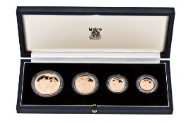 Elizabeth II, gold proof set 1982, comprising Five-Pounds Two Pounds, Sovereign Elizabeth II, gold