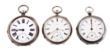 A silver open face pocket watch, hallmarked Chester 1884, no A silver open face pocket watch,