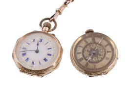 An 18 carat gold Swiss keyless fob watch, circa 1900, no An 18 carat gold Swiss keyless fob watch,