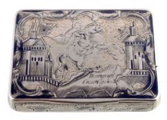 A Russian silver and niello rectangular snuff box by Ivan Kaltikov A Russian silver and niello