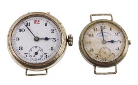 A gentleman`s nickel wristwatch, circa 1900 A gentleman`s nickel wristwatch, circa 1900, the two