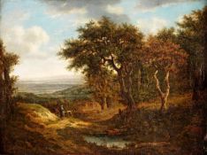 Patrick Nasmyth (1787-1831), A Woodland scene, possibly near Woburn, Oil on canvas, Inscribed on