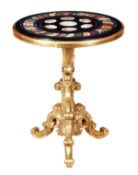 A Victorian carved giltwood and micromosaic mounted centre table, circa 1880, the circular top