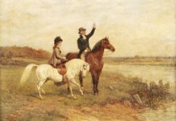 Heywood Hardy A.R.W.S., R.P.E. (1834-1933), The morning ride, Oil on panel, Signed and