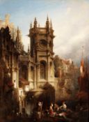 Circle of David Roberts, The Lady Chapel at the church of St Pierre, Caen, Oil on canvas, Bears