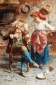 DDS. Eugenio Zampighi (1859-1944), A cup of tea; A musical moment, A pair, watercolour, Both