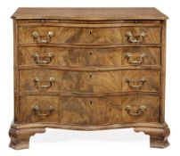A George III mahogany serpentine chest of drawers, circa 1770, the rectangular top with moulded edge