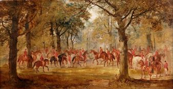 Dean Wolstenholme the Elder (1757-1837), The Epping Hunt, Oil sketch on canvas, 33.5 x 64cm (13 1/