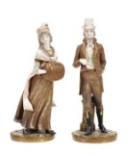 A pair of Royal Worcester porcelain figures of ‘Lady and gentlemen of George III’s reign’,