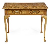 A walnut and seaweed marquetry side table, circa 1690 and later, the rectangular top decorated