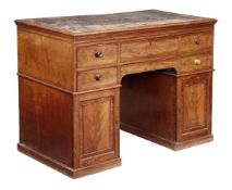 A George III  mahogany library desk, circa 1790, attributed to Gillows of Lancaster, the leather top