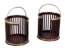 A pair of George III mahogany and brass mounted plate buckets, last quarter 18th century, each of