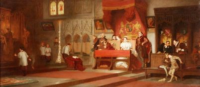 Marcus Stone (1840-1921), Princess Elizabeth persuaded to attend Mass by her sister Queen Mary I,