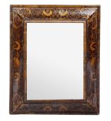 A William & Mary walnut and seaweed marquetry wall mirror, circa 1690, the rectangular plate