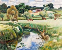 DDS. Adrian Paul Allinson (1890-1959), River Landscape, Dorset, Oil on canvas, 66 x 81.5cm (26 x