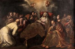 Spanish School (17th century), The Death of the Virgin, Oil on canvas, 106 x 159cm (41 3/4 x 62 1/