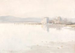 DDS. Edward Seago, R.W.S., R.B.A. (1910-1974), Hazy morning, Cala di Volpe, Oil on board, Signed