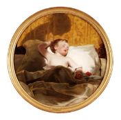 James Sant R.A. (1820-1916), Sleeping baby, Oil on board, Signed with initials lower right, Tondo,