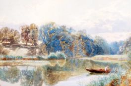 Myles Birket Foster (1825-1899), A quiet pool on the Mole, Watercolour, Signed with monogram lower