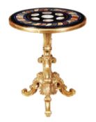 A Victorian carved giltwood and micromosaic mounted centre table, circa 1880, the circular top with