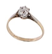 A single stone diamond ring, the old cut diamond in a six claw setting A single stone diamond