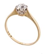 A diamond single stone ring, the old brilliant cut diamond in a claw setting A diamond single stone