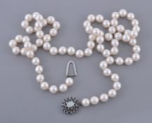 A cultured pearl necklace, the seventy six 8 A cultured pearl necklace, the seventy six 8.4mm