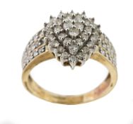 A 9 carat gold diamond cluster ring, the pear shaped cluster set throughout... A 9 carat gold