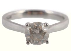 A platinum and diamond single stone ring, the brilliant cut diamond A platinum and diamond single