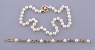 A cultured pearl necklace, the forty six 8 A cultured pearl necklace, the forty six 8.8mm cultured