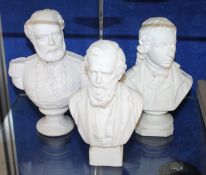 A W.H. Goss parian bust of Robert Southey; 20cm high, together with two further busts including a