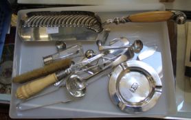 A Victorian ivory handled silver collared stilton scoop, a Victorian silver collared crumb